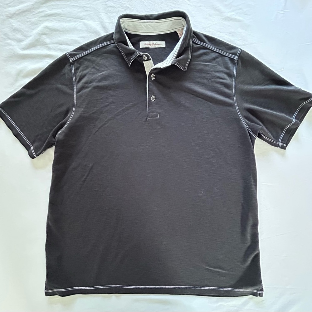 Tommy Bahama Polo Shirt Gray Short Sleeve Mens XL